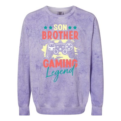 Vintage Retro Gamer Gift Son Brother Gaming Legend Colorblast Crewneck Sweatshirt