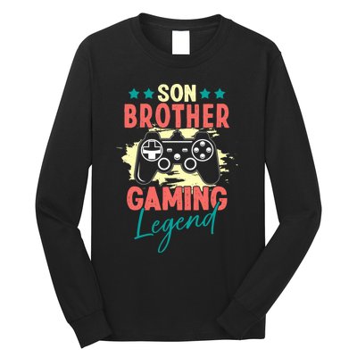 Vintage Retro Gamer Gift Son Brother Gaming Legend Long Sleeve Shirt