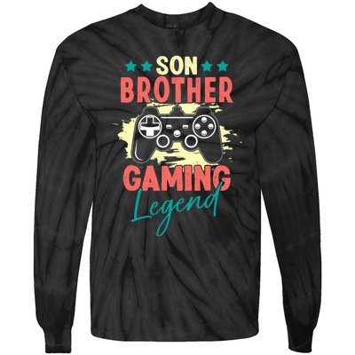 Vintage Retro Gamer Gift Son Brother Gaming Legend Tie-Dye Long Sleeve Shirt