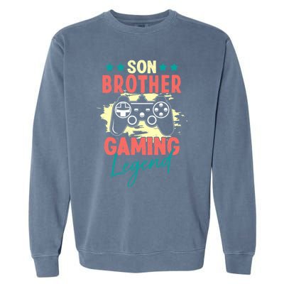 Vintage Retro Gamer Gift Son Brother Gaming Legend Garment-Dyed Sweatshirt