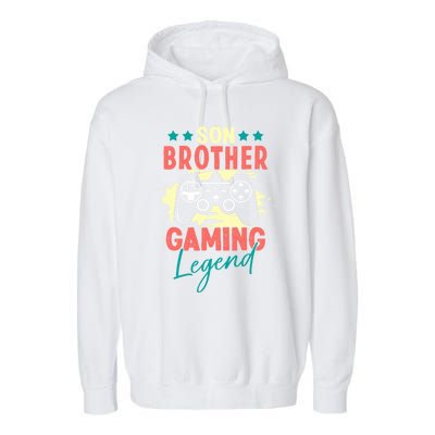 Vintage Retro Gamer Gift Son Brother Gaming Legend Garment-Dyed Fleece Hoodie