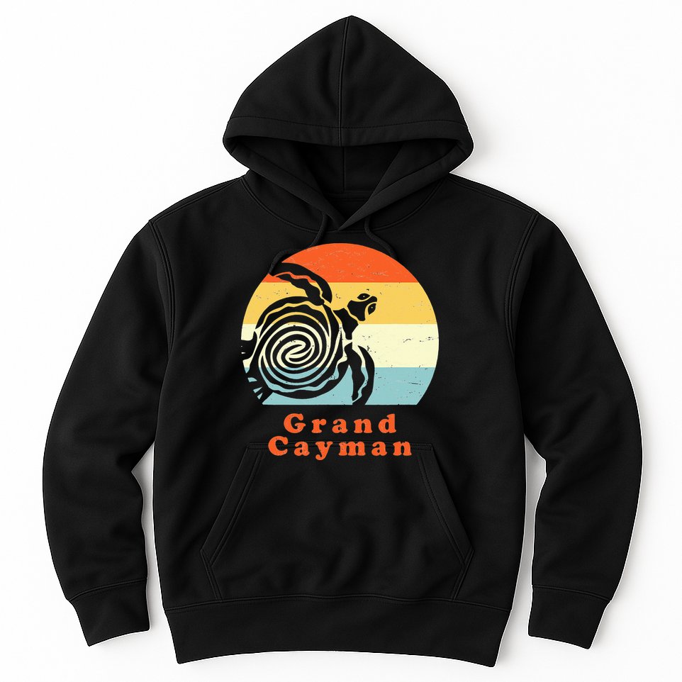 Vintage Retro Grand Cayman Tribal Turtle Sun Vacation Gift Hoodie