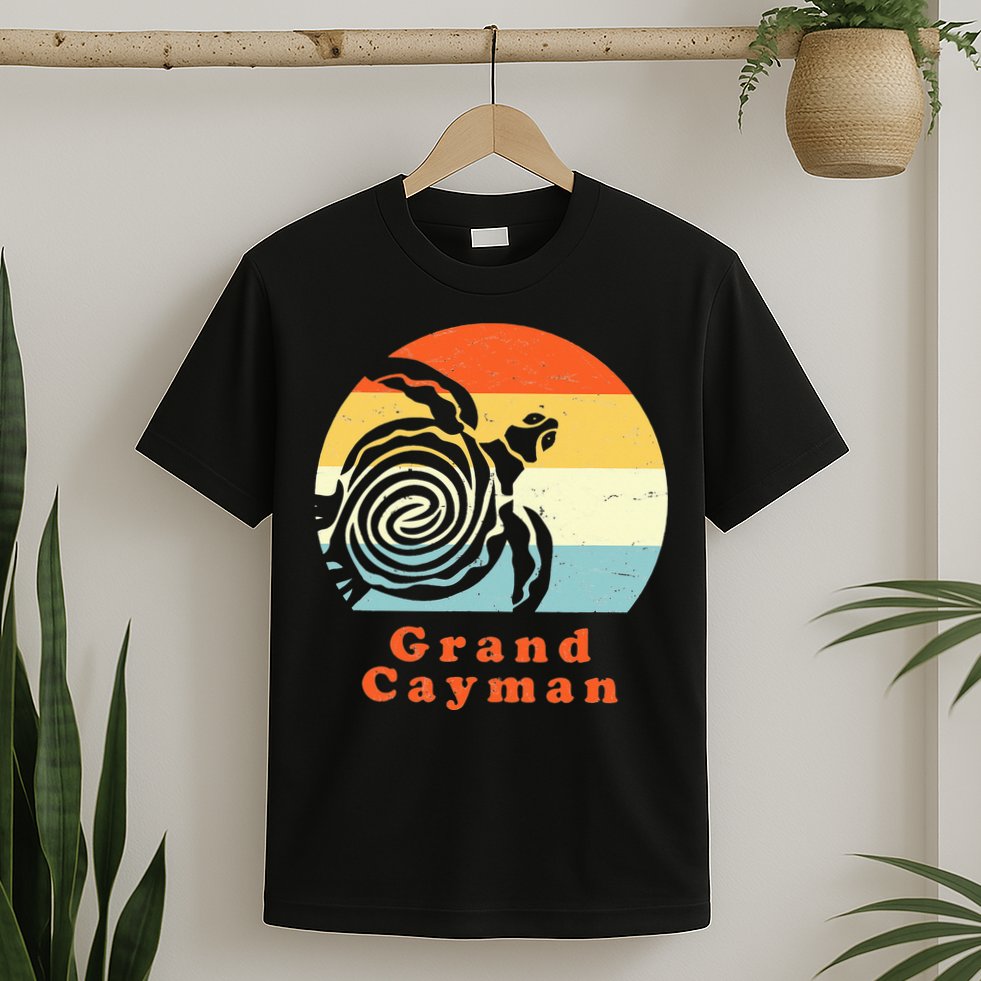 Vintage Retro Grand Cayman Tribal Turtle Sun Vacation Gift T-Shirt