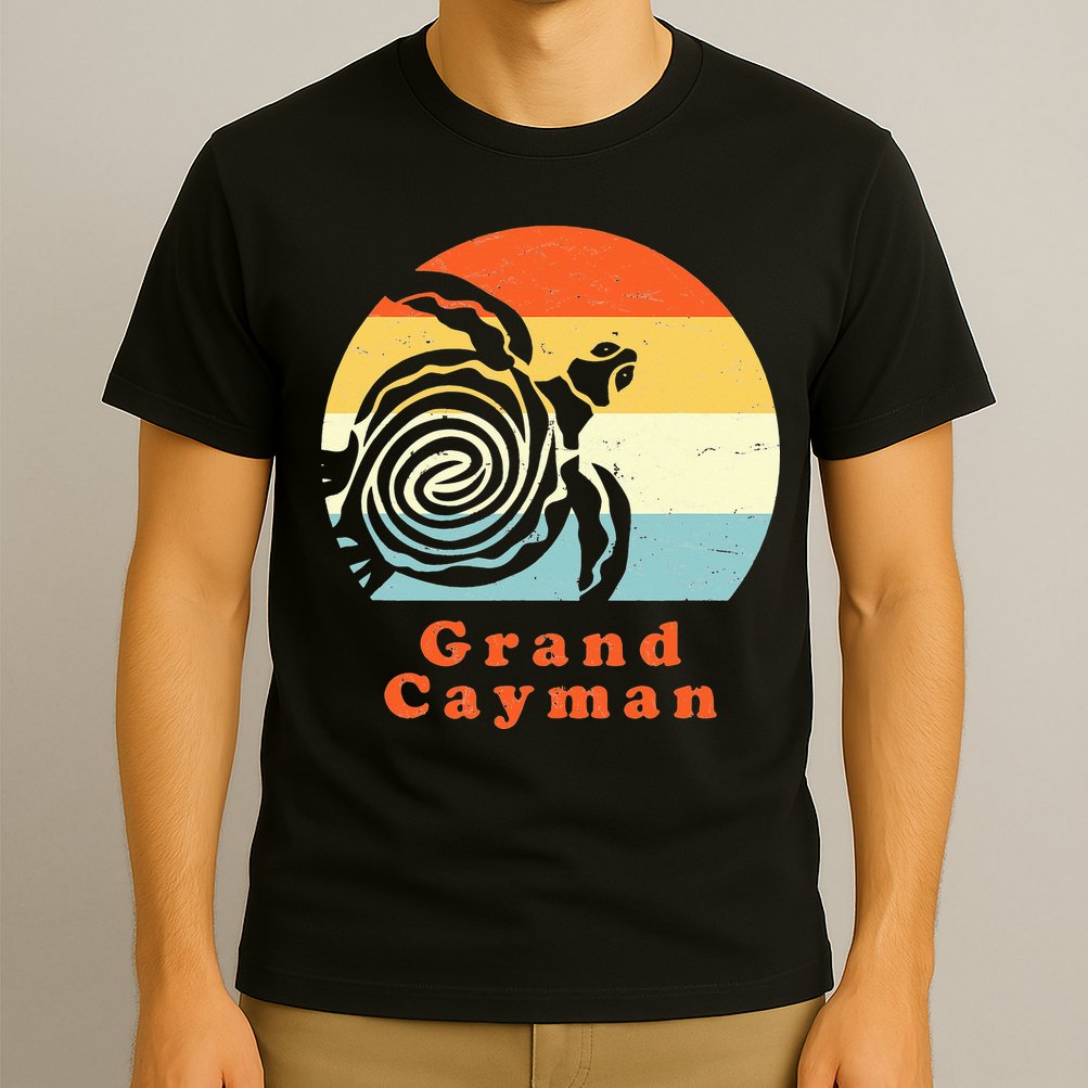 Vintage Retro Grand Cayman Tribal Turtle Sun Vacation Gift T-Shirt
