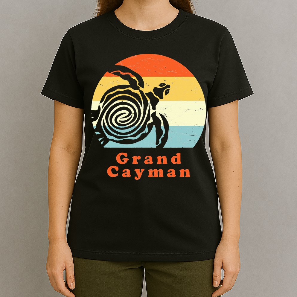 Vintage Retro Grand Cayman Tribal Turtle Sun Vacation Gift T-Shirt