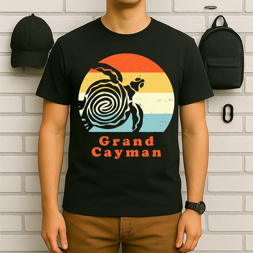 Vintage Retro Grand Cayman Tribal Turtle Sun Vacation Gift T-Shirt
