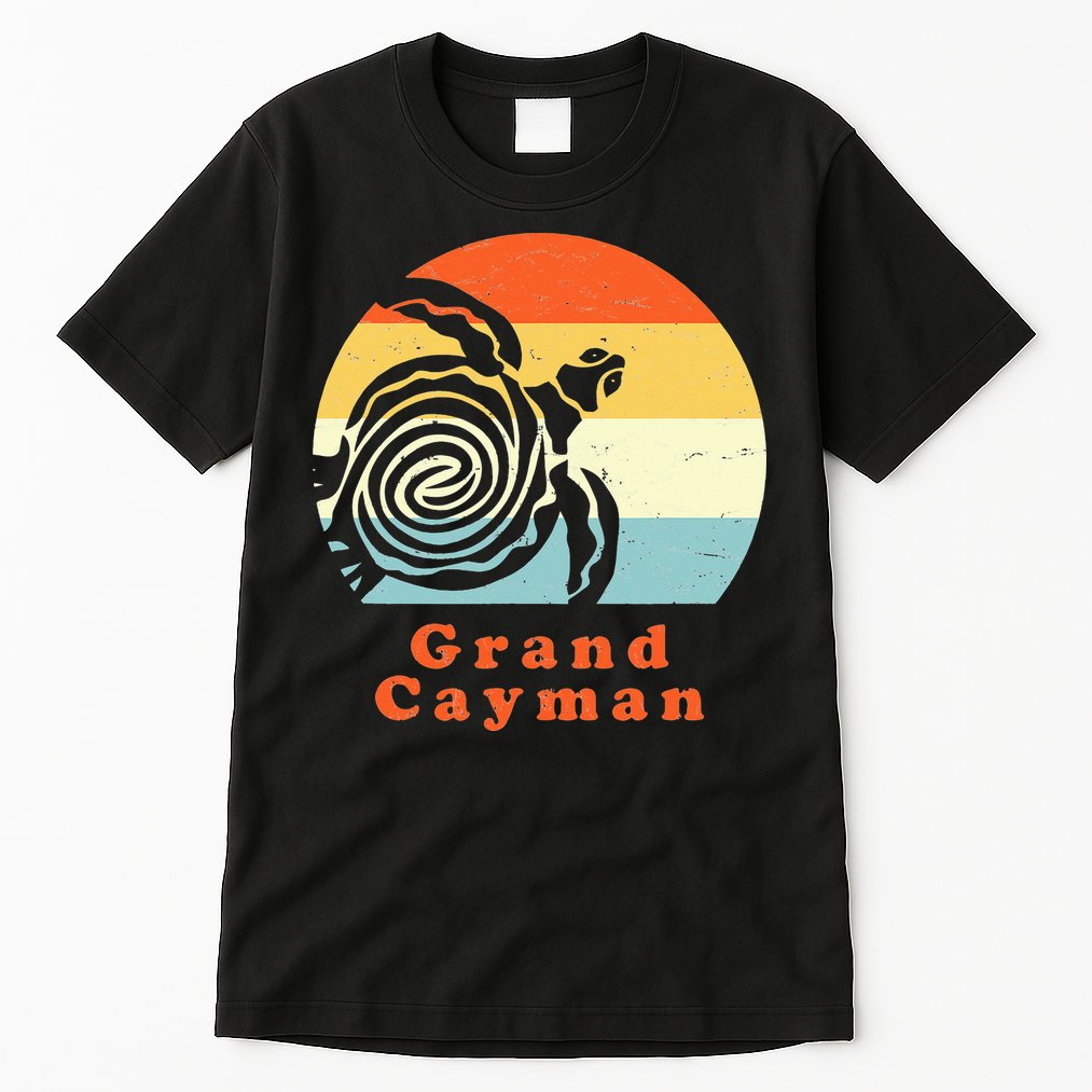 Vintage Retro Grand Cayman Tribal Turtle Sun Vacation Gift Tall T-Shirt
