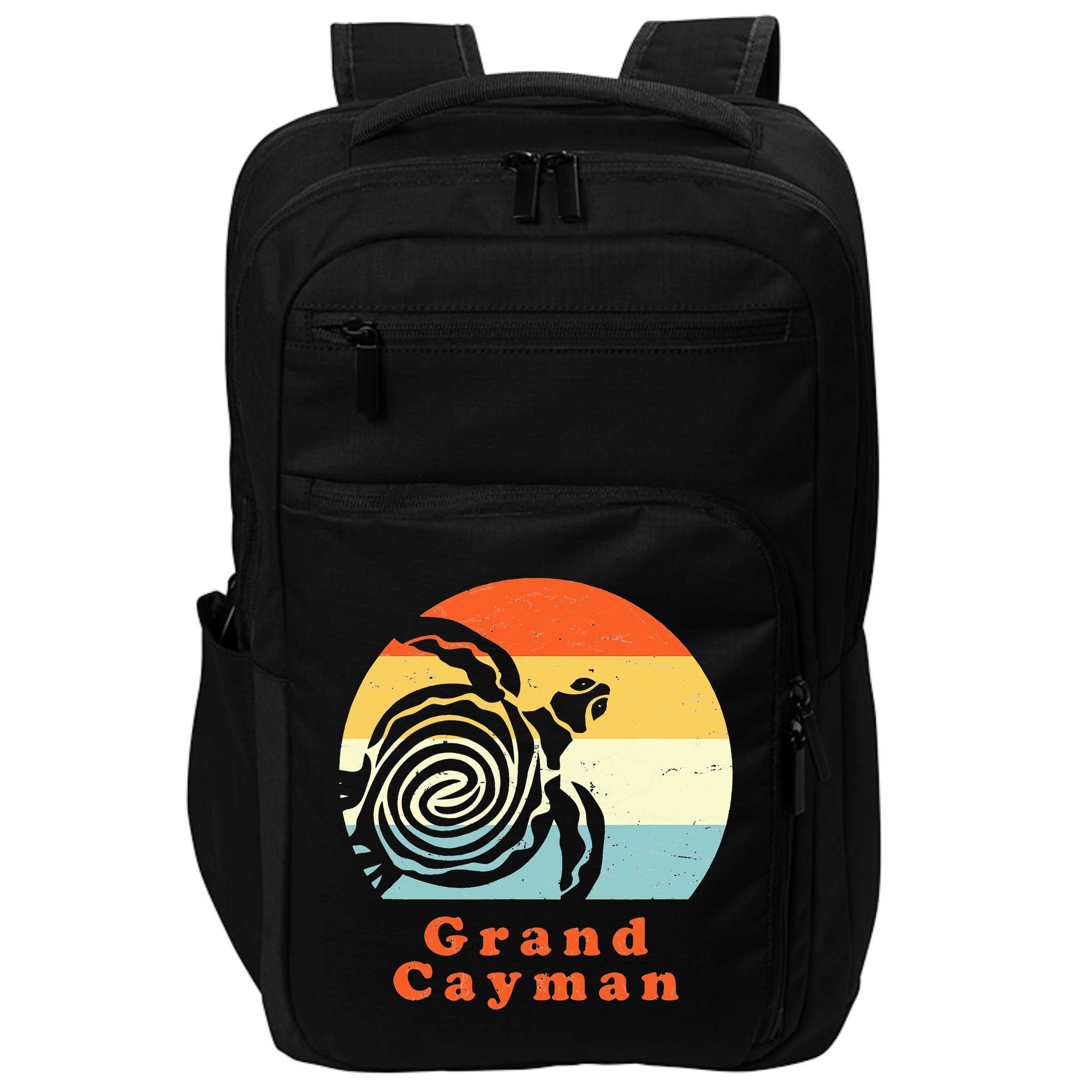 Vintage Retro Grand Cayman Tribal Turtle Sun Vacation Gift Impact Tech Backpack