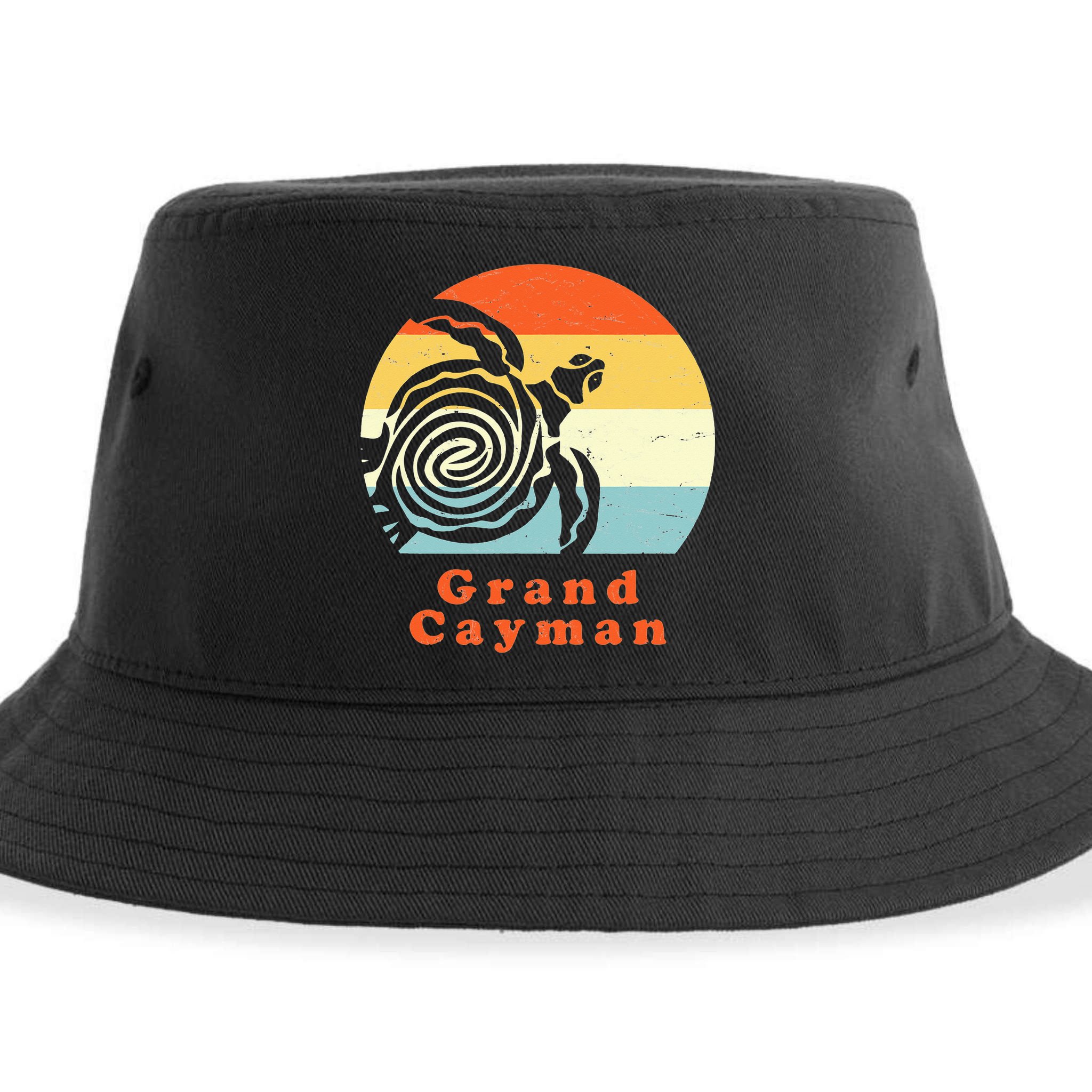 Vintage Retro Grand Cayman Tribal Turtle Sun Vacation Gift Sustainable Bucket Hat