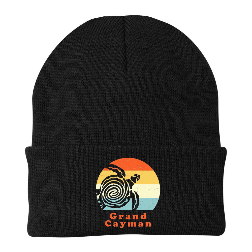 Vintage Retro Grand Cayman Tribal Turtle Sun Vacation Gift Beanie