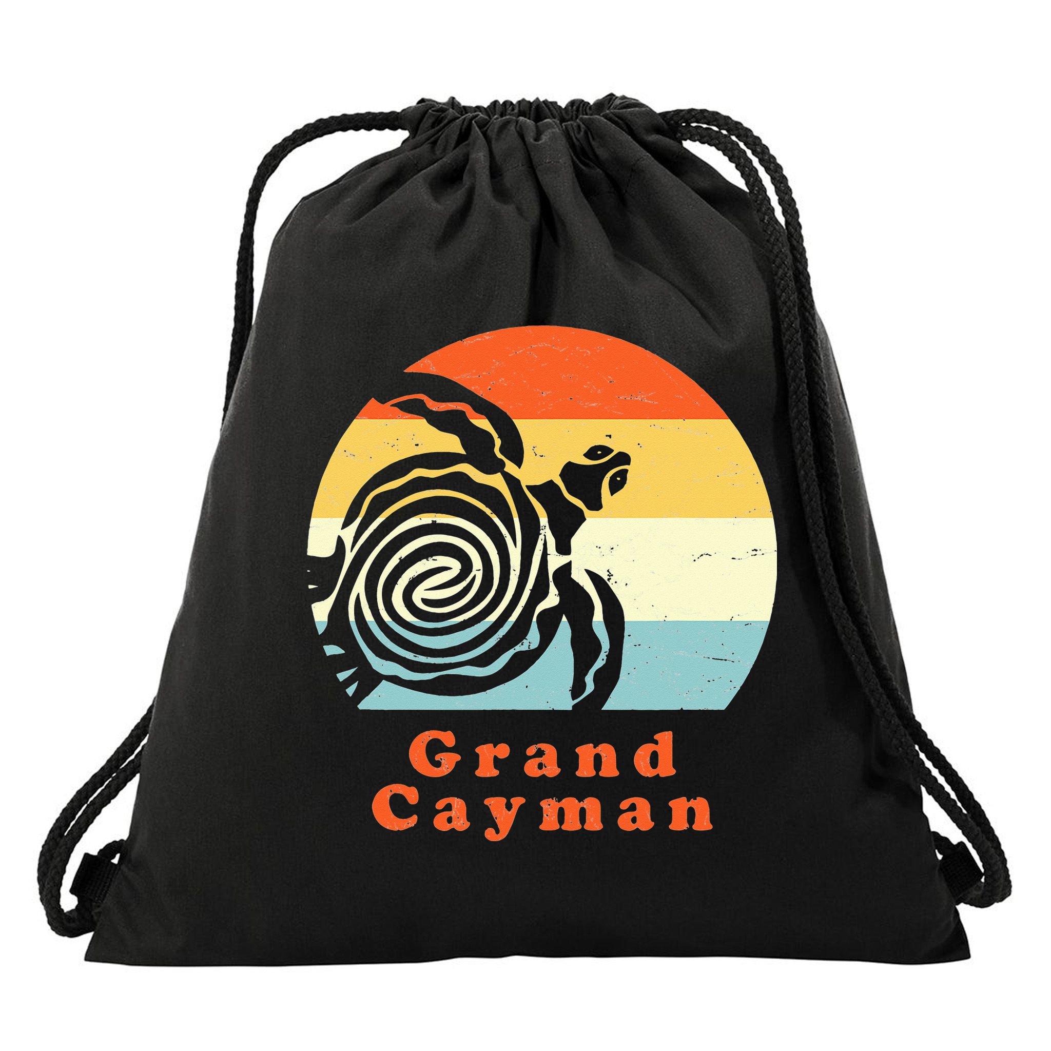 Vintage Retro Grand Cayman Tribal Turtle Sun Vacation Gift Drawstring Bag