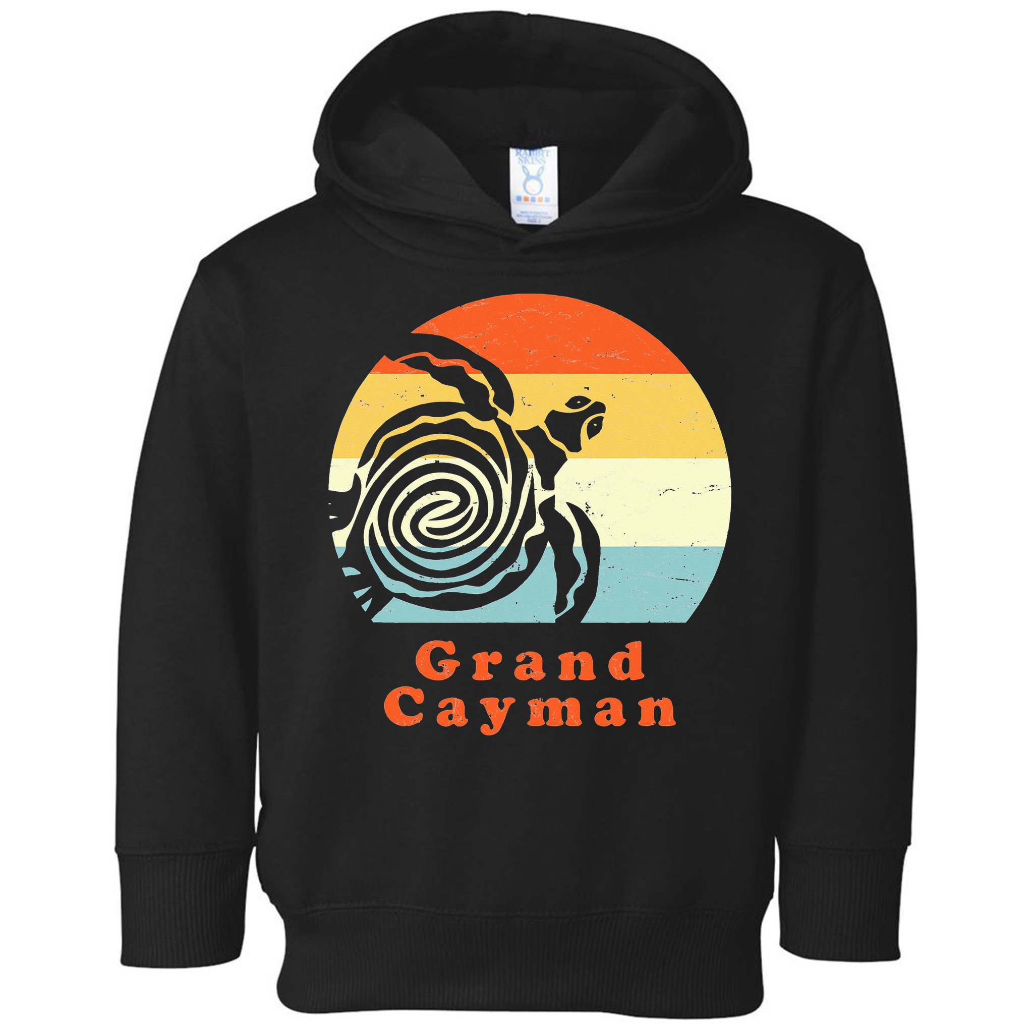 Vintage Retro Grand Cayman Tribal Turtle Sun Vacation Gift Toddler Hoodie