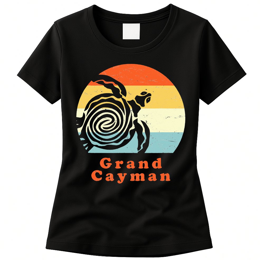 Vintage Retro Grand Cayman Tribal Turtle Sun Vacation Gift Womens T-Shirt