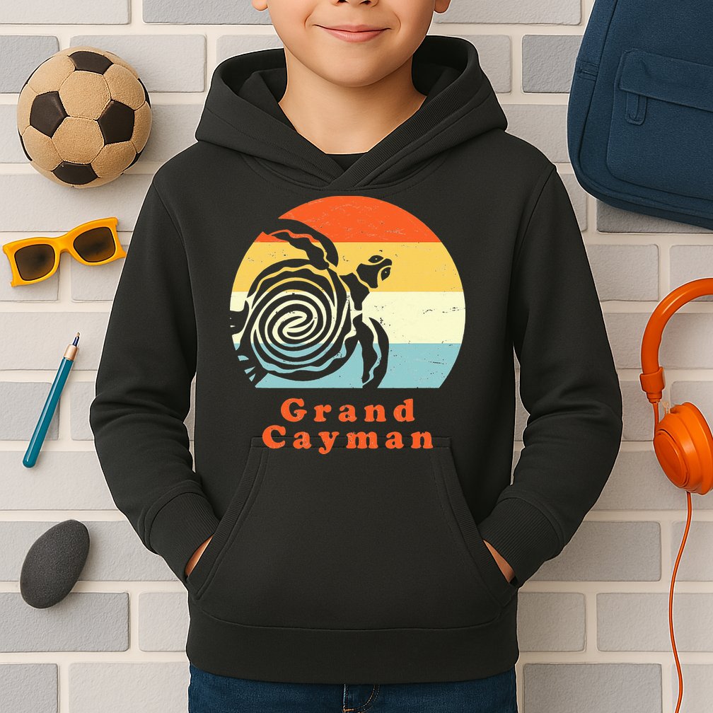 Vintage Retro Grand Cayman Tribal Turtle Sun Vacation Gift Kids Hoodie
