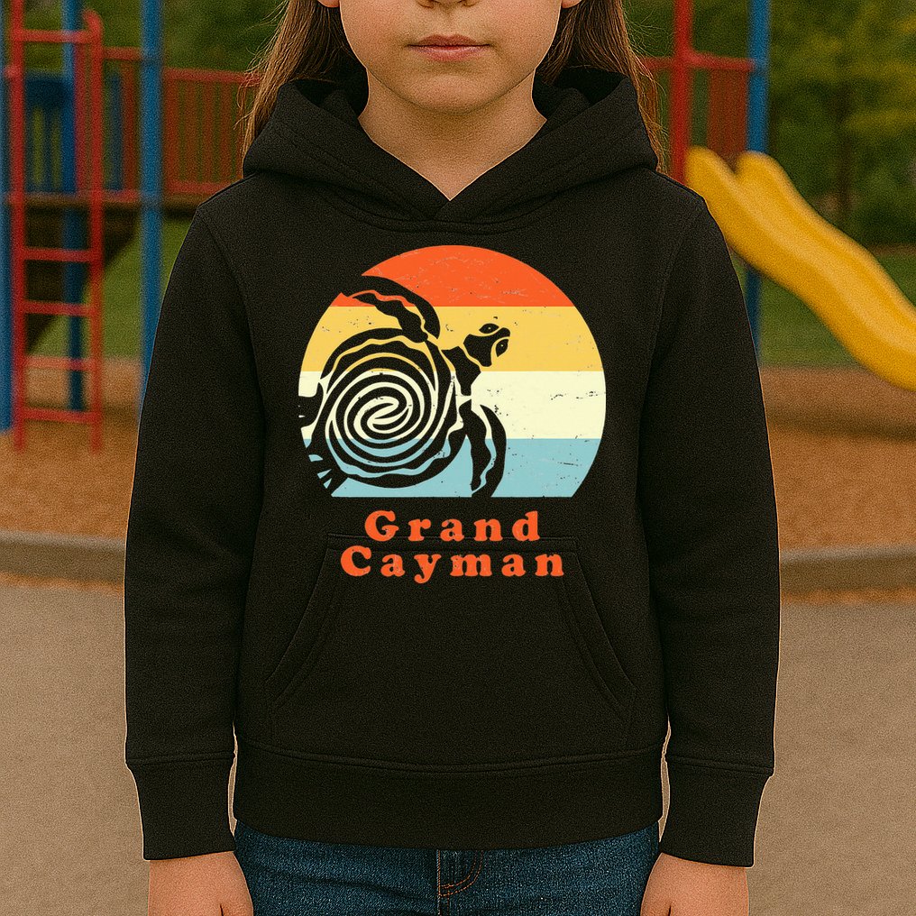 Vintage Retro Grand Cayman Tribal Turtle Sun Vacation Gift Kids Hoodie