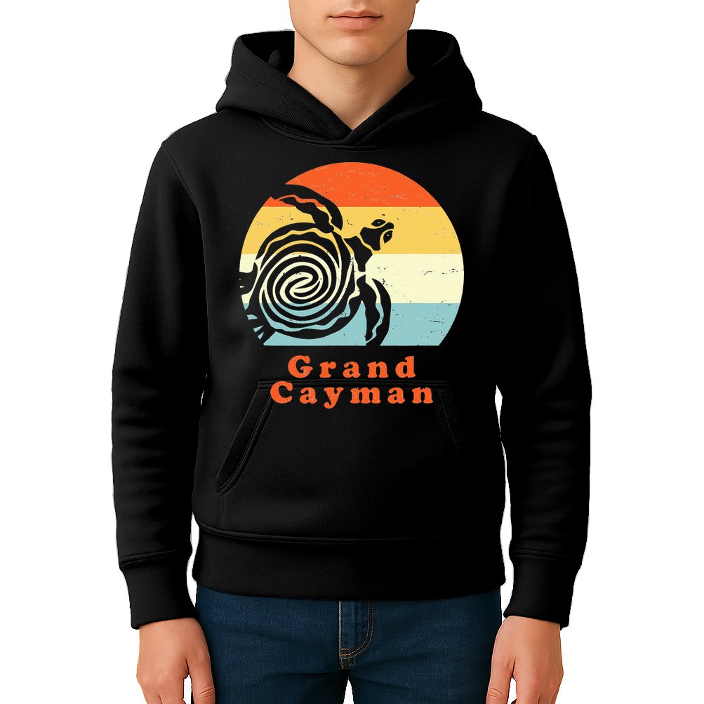 Vintage Retro Grand Cayman Tribal Turtle Sun Vacation Gift Kids Hoodie