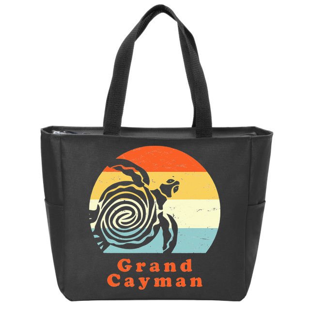 Vintage Retro Grand Cayman Tribal Turtle Sun Vacation Gift Zip Tote Bag