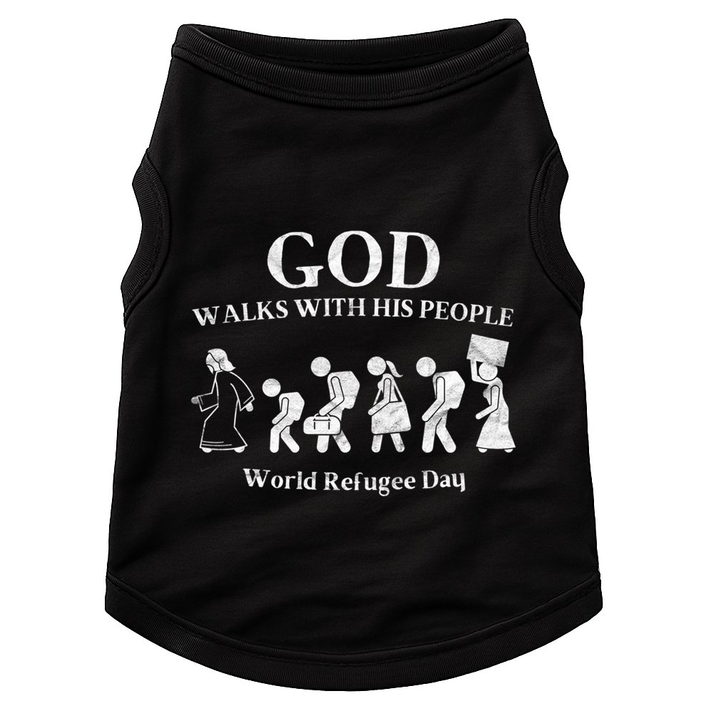 Vintage Retro God Walks With His People World Refugee Day Gift Doggie Tank