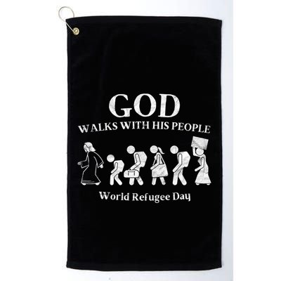 Vintage Retro God Walks With His People World Refugee Day Gift Golf Towel