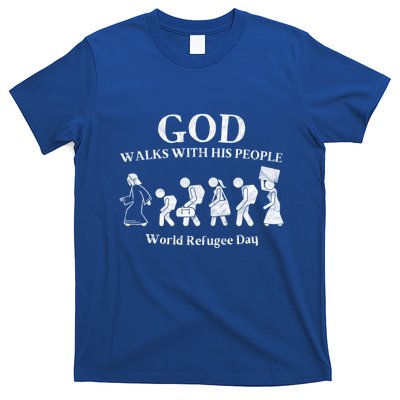 Vintage Retro God Walks With His People World Refugee Day Gift T-Shirt