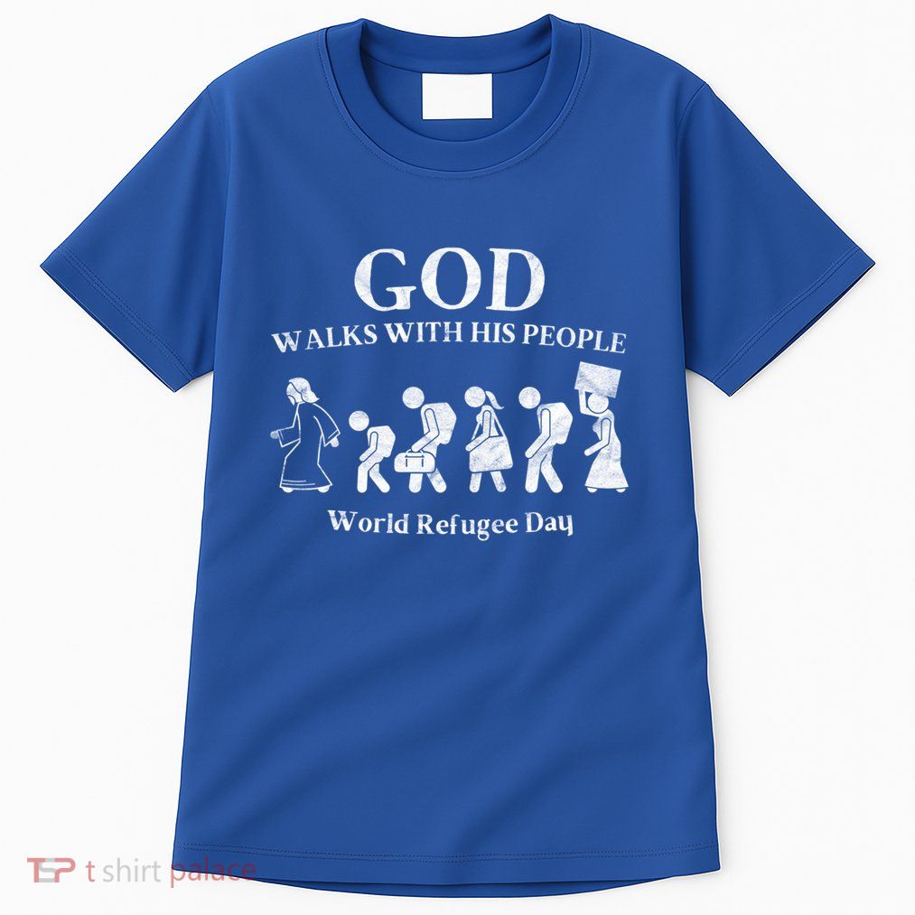Vintage Retro God Walks With His People World Refugee Day Gift Tall T-Shirt