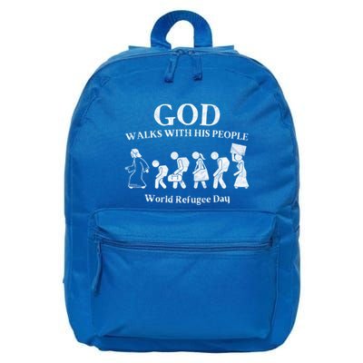 Vintage Retro God Walks With His People World Refugee Day Gift 16 in Basic Backpack