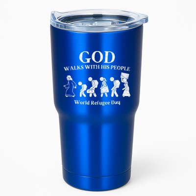 Vintage Retro God Walks With His People World Refugee Day Gift Tumbler