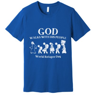 Vintage Retro God Walks With His People World Refugee Day Gift Premium T-Shirt