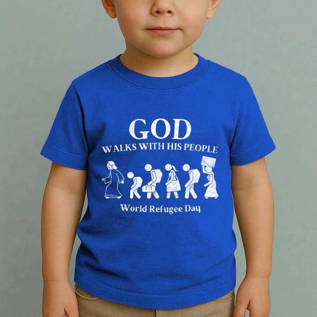 Vintage Retro God Walks With His People World Refugee Day Gift Toddler T-Shirt