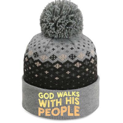 Vintage Retro God Walks With His People World Refugee Day Funny Gift The Baniff Cuffed Pom Beanie