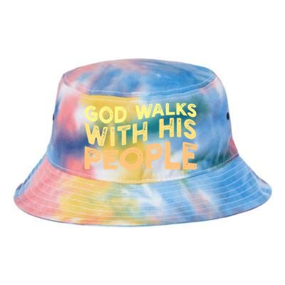 Vintage Retro God Walks With His People World Refugee Day Funny Gift Tie Dye Newport Bucket Hat