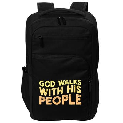 Vintage Retro God Walks With His People World Refugee Day Funny Gift Impact Tech Backpack