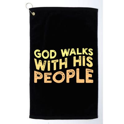 Vintage Retro God Walks With His People World Refugee Day Funny Gift Golf Towel