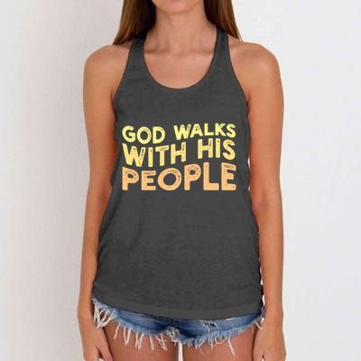 Vintage Retro God Walks With His People World Refugee Day Funny Gift Women's Knotted Racerback Tank