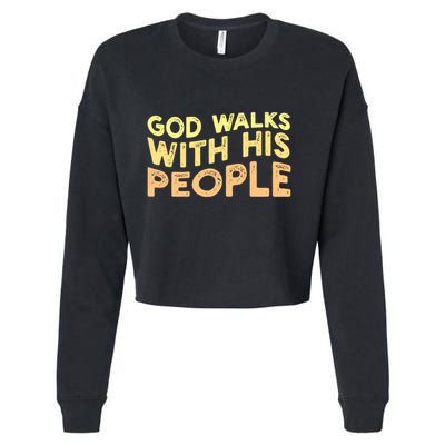 Vintage Retro God Walks With His People World Refugee Day Funny Gift Cropped Pullover Crew