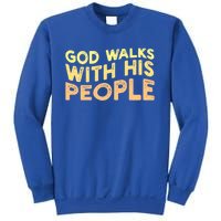 Vintage Retro God Walks With His People World Refugee Day Funny Gift Sweatshirt