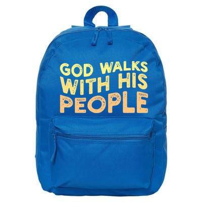 Vintage Retro God Walks With His People World Refugee Day Funny Gift 16 in Basic Backpack