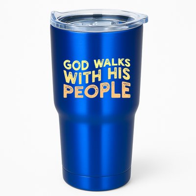 Vintage Retro God Walks With His People World Refugee Day Funny Gift Tumbler