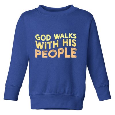Vintage Retro God Walks With His People World Refugee Day Funny Gift Toddler Sweatshirt