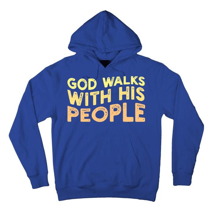 Vintage Retro God Walks With His People World Refugee Day Funny Gift Tall Hoodie