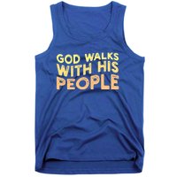 Vintage Retro God Walks With His People World Refugee Day Funny Gift Tank Top