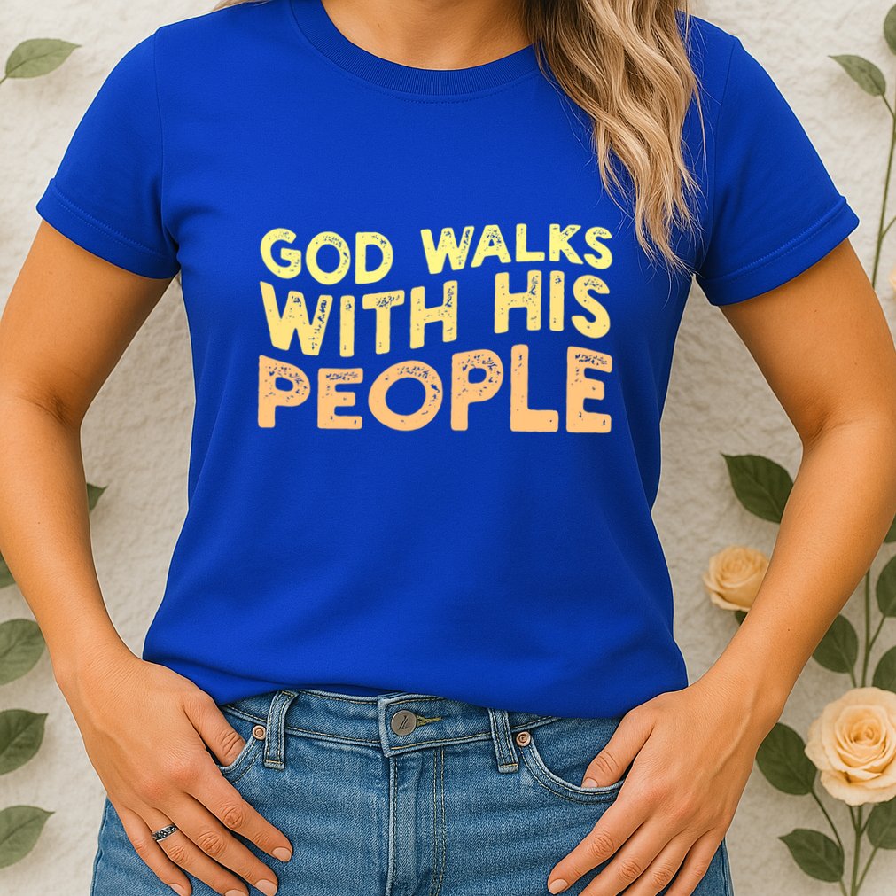 Vintage Retro God Walks With His People World Refugee Day Funny Gift Womens T-Shirt