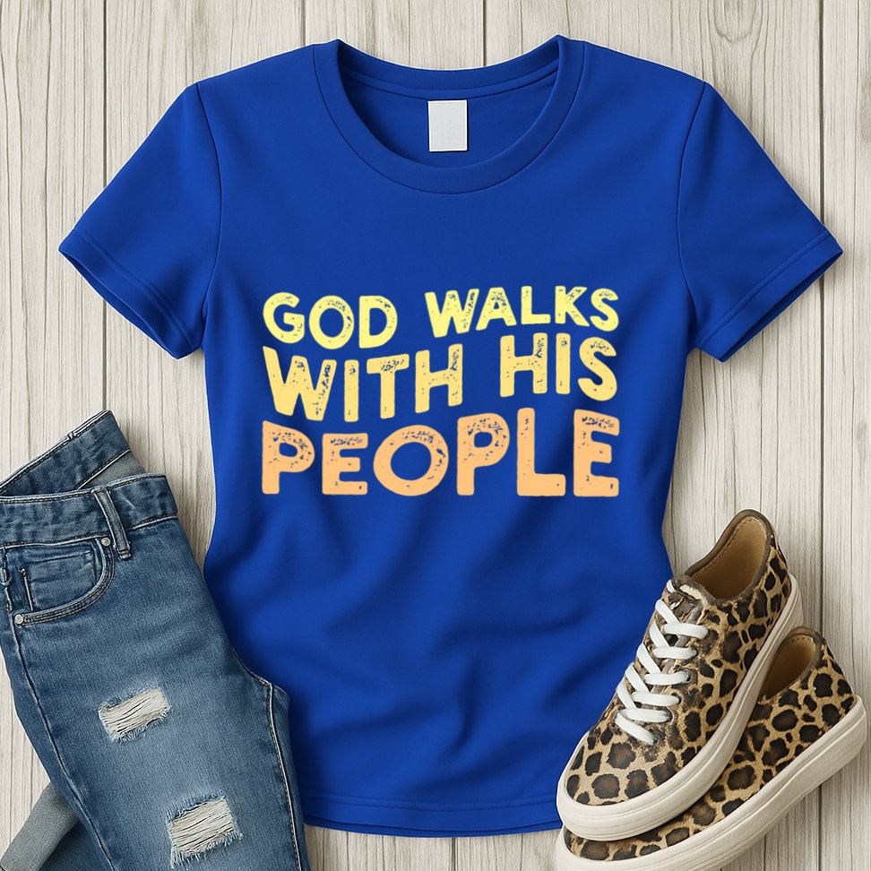 Vintage Retro God Walks With His People World Refugee Day Funny Gift Womens T-Shirt