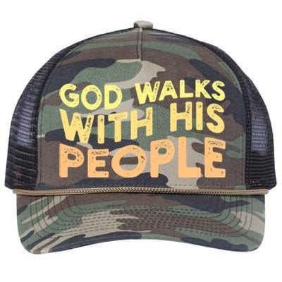 Vintage Retro God Walks With His People World Refugee Day Funny Gift Retro Rope Trucker Hat Cap