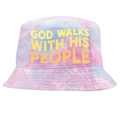 Vintage Retro God Walks With His People World Refugee Day Funny Gift Tie-Dyed Bucket Hat