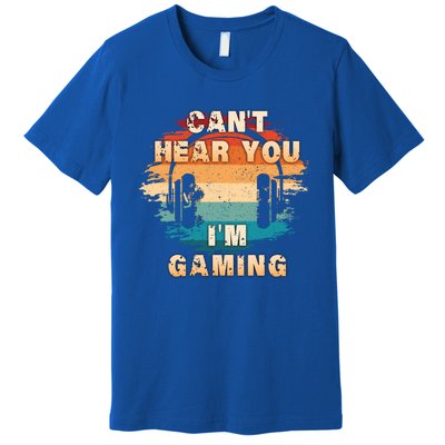 Vintage Retro Gamer Headset  Cant Hear You Im Gaming  Great Gift Premium T-Shirt