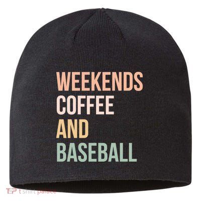Vintage Retro Game Day Weekends Coffee And Baseball Sustainable Beanie