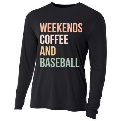 Vintage Retro Game Day Weekends Coffee And Baseball Cooling Performance Long Sleeve Crew