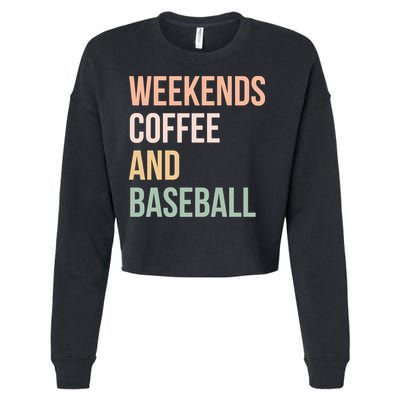 Vintage Retro Game Day Weekends Coffee And Baseball Cropped Pullover Crew