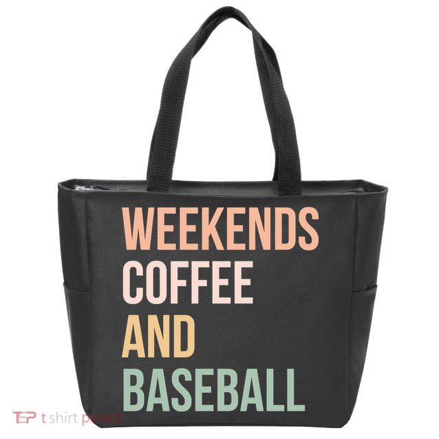 Vintage Retro Game Day Weekends Coffee And Baseball Zip Tote Bag